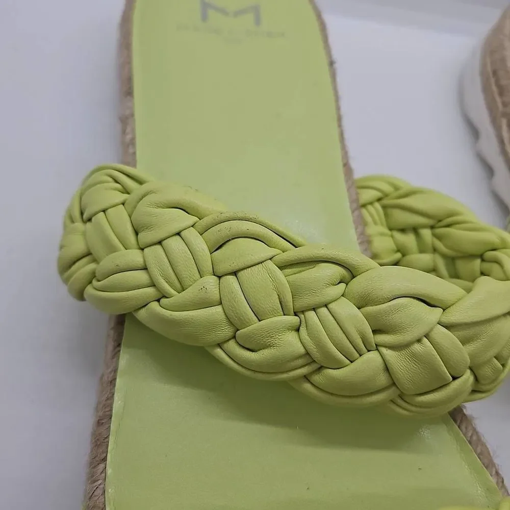 Lime Green Jaime Flat Marc Fisher Slip On Women Sandals Espadrille Size 8.5